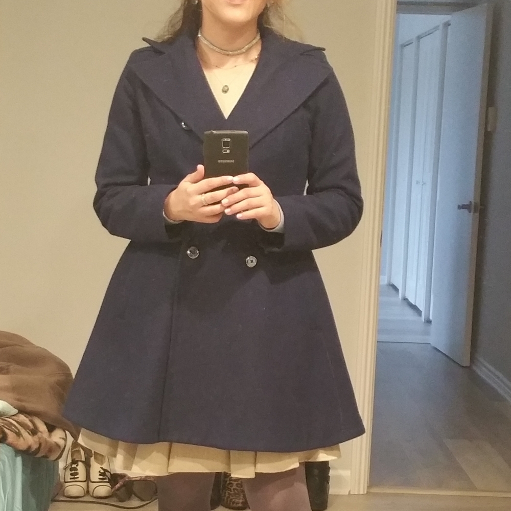 Peplum style winter wool peacoat